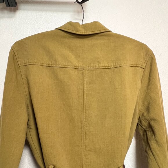 H&M Linen Blend Green Utility Jacket w Braided Leather Holister Belt Size 2 - Picture 9 of 16